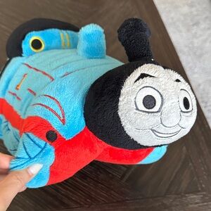 Thomas the Train Pillow, stuff animal, plush, blue, red, cozy, gifts, decor